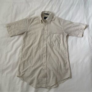 Van Heusen Short Sleeve Cream Button-Up Top